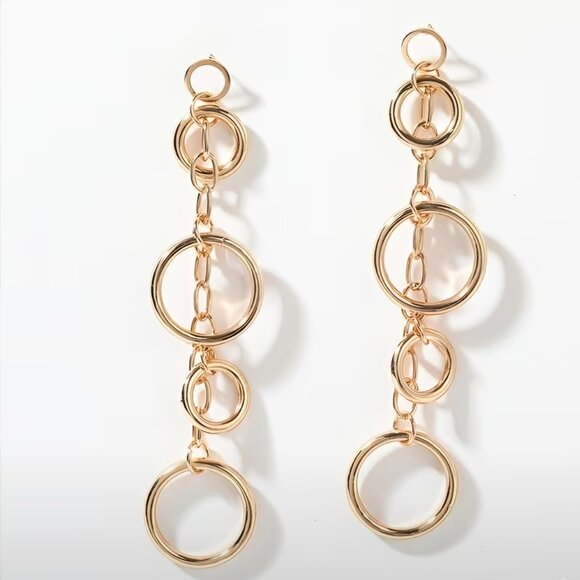 Long Gold Earrings - Picture 3 of 3